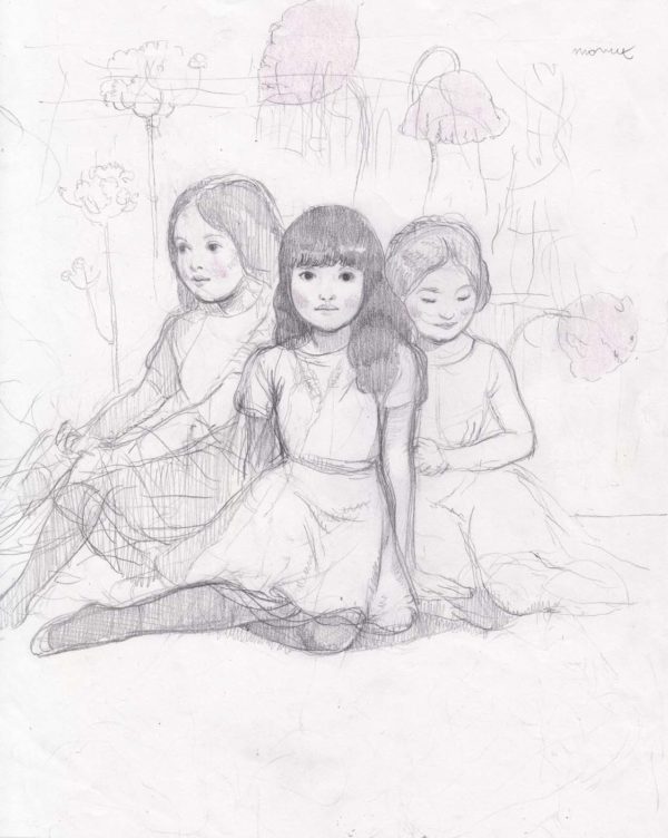 Young girls in flower (sketch)