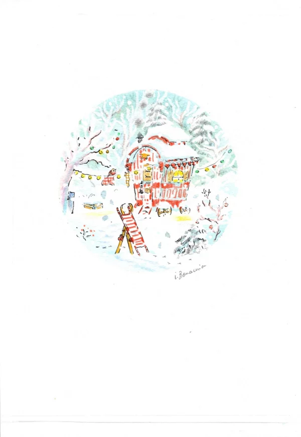 Roulotte sous la neige